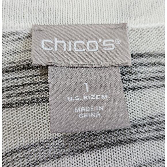 CHICO'S 1 Women M Cardigan Sweater Button Up Leaves Leopard Art to Wear Bust 38" - Picture 3 of 7